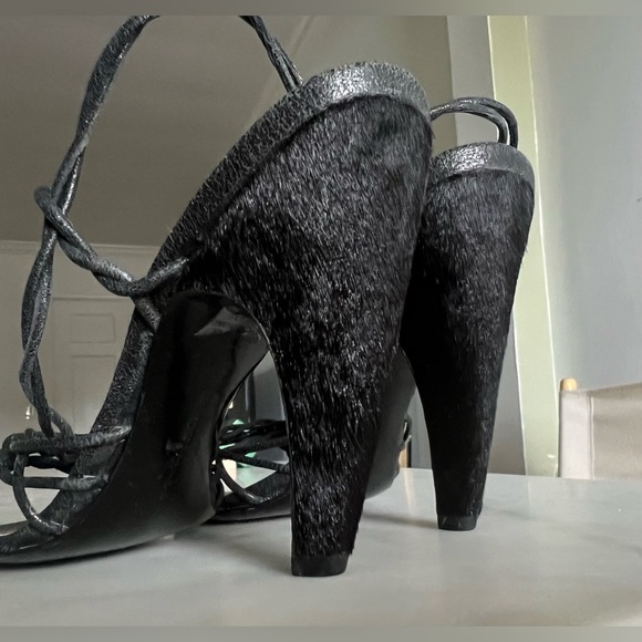 Report Signature leather cowhide strappy sandals curved heel 8.5 - Picture 5 of 8